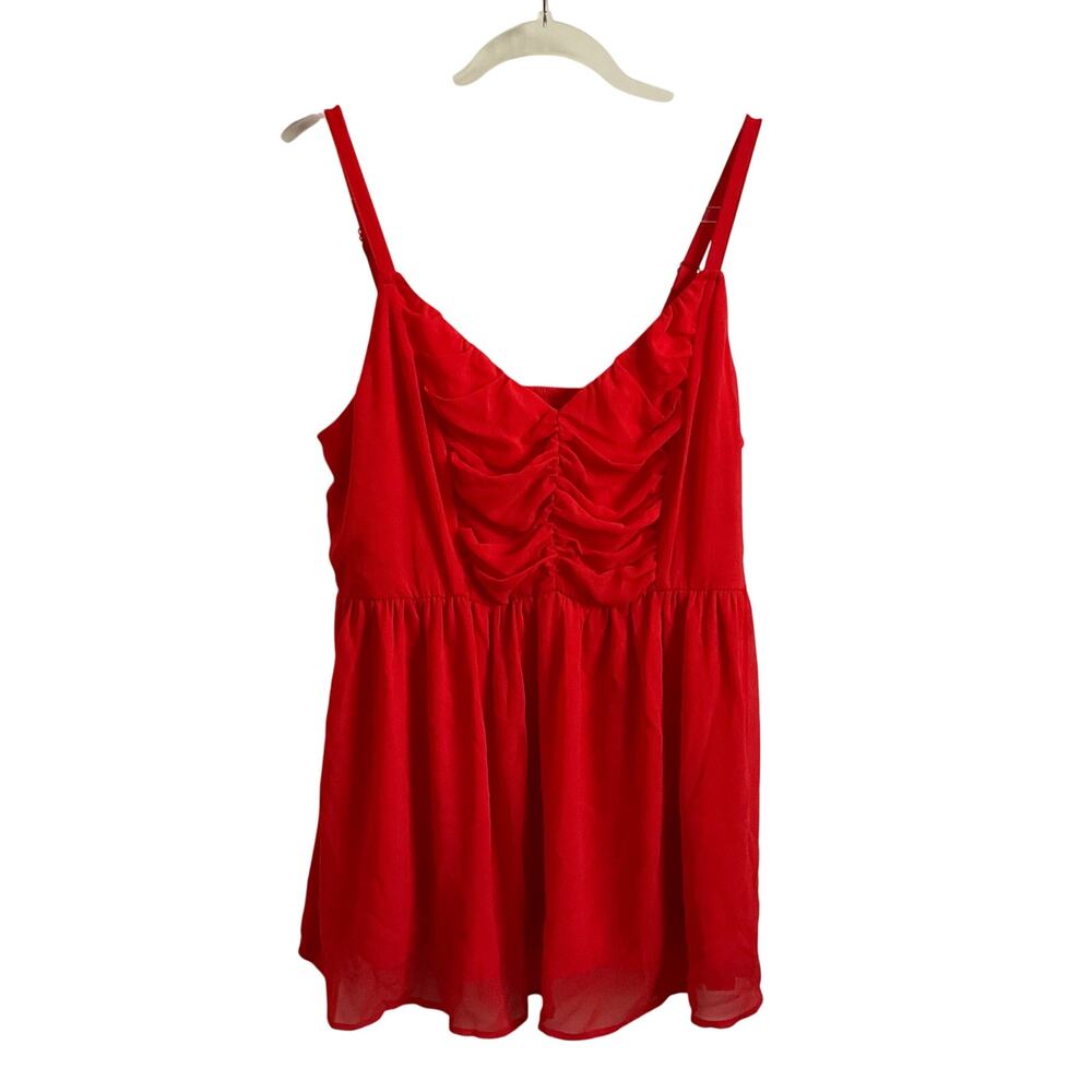 Torrid Chiffon Baby Doll‎ Bright Orange Lined Tank Top - Size Large
